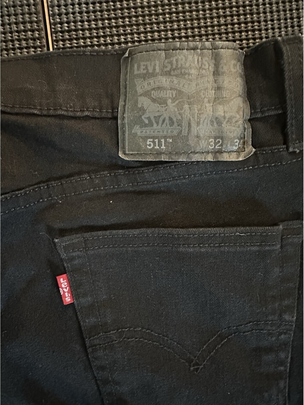 Levis 511 Jeans Mens 32x34 Black Slim Fit Denim Pants WaterLess